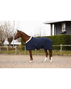 Fleecedeken teddy met kraag navy