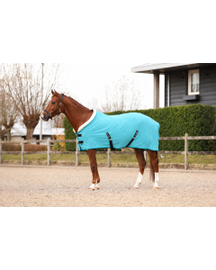 Fleecedeken teddy met kraag teal