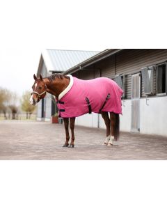 Fleecedeken met teddy kraag roze